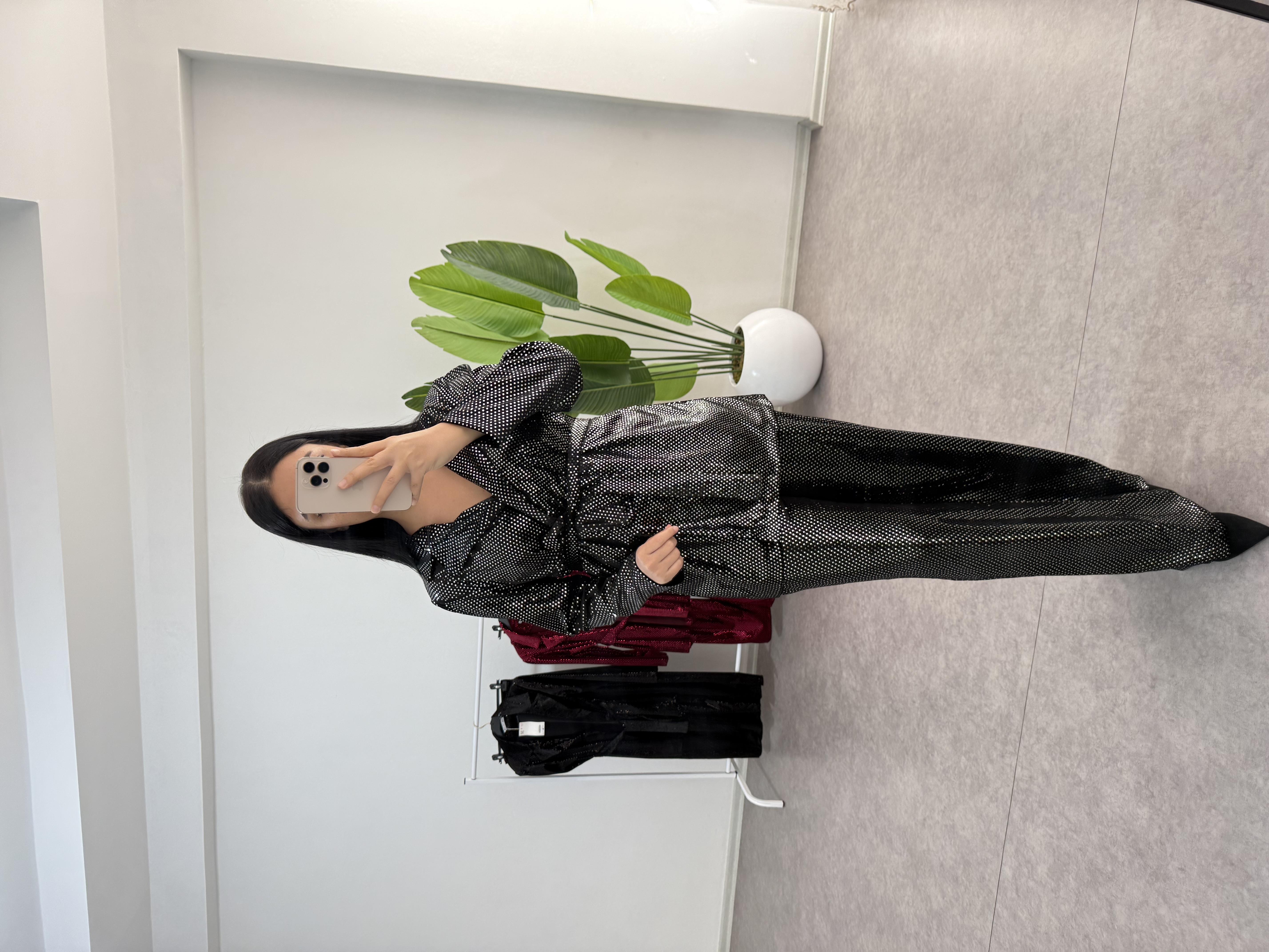 Parlak Kumaş Gümüş Takım