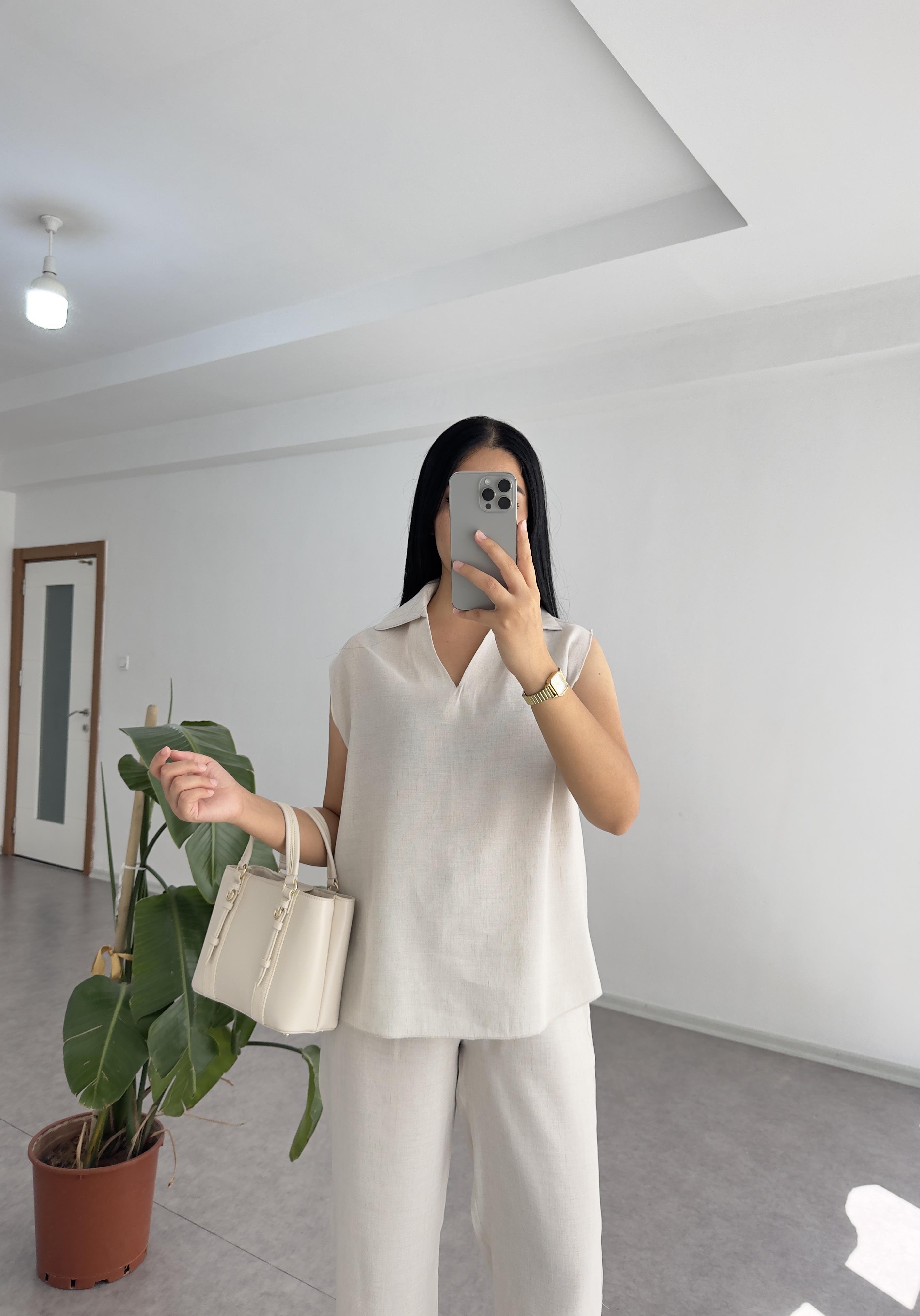 Pery Keten Taş Rengi Takım