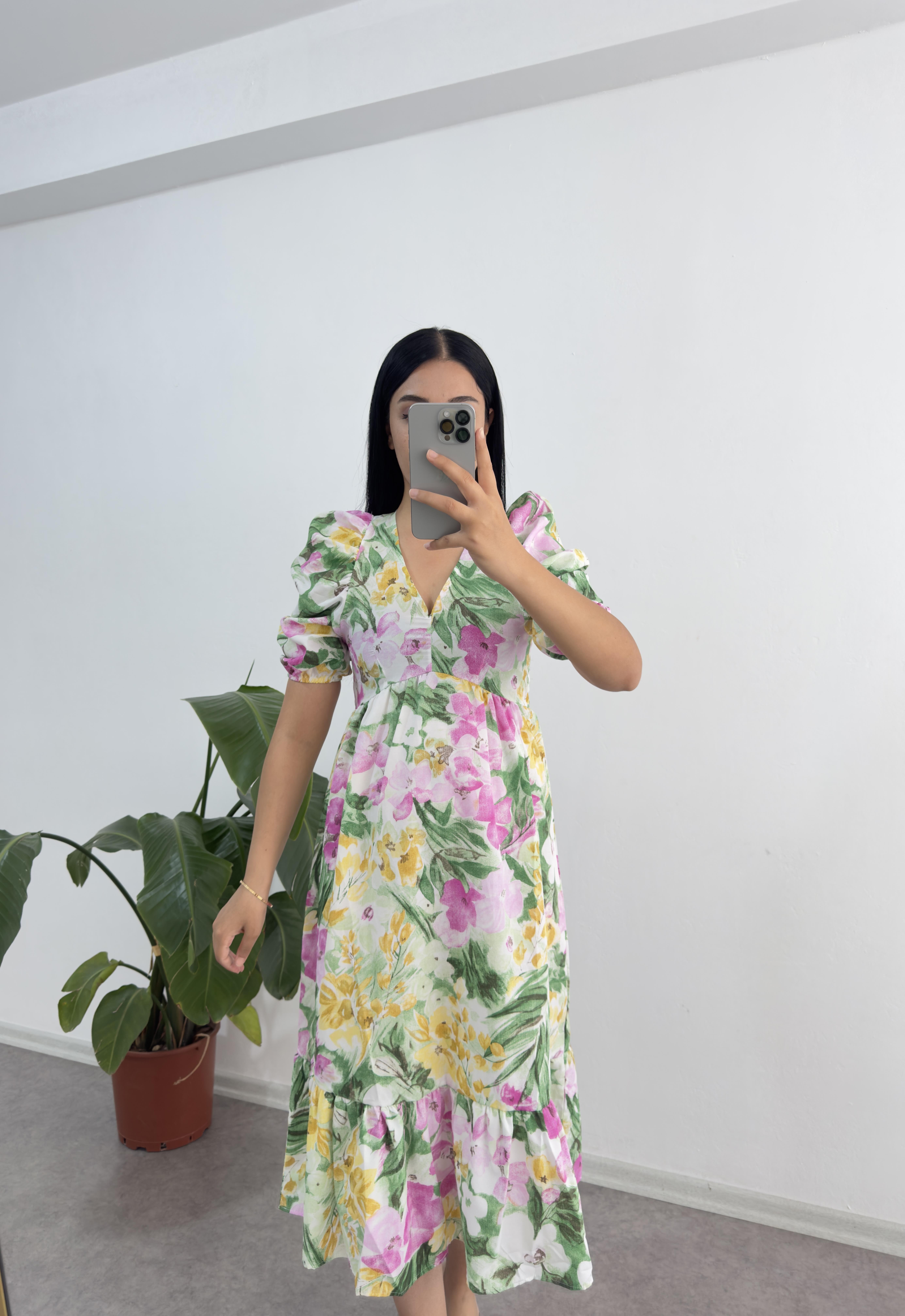 Poplin Kumaş Pembe Elbise