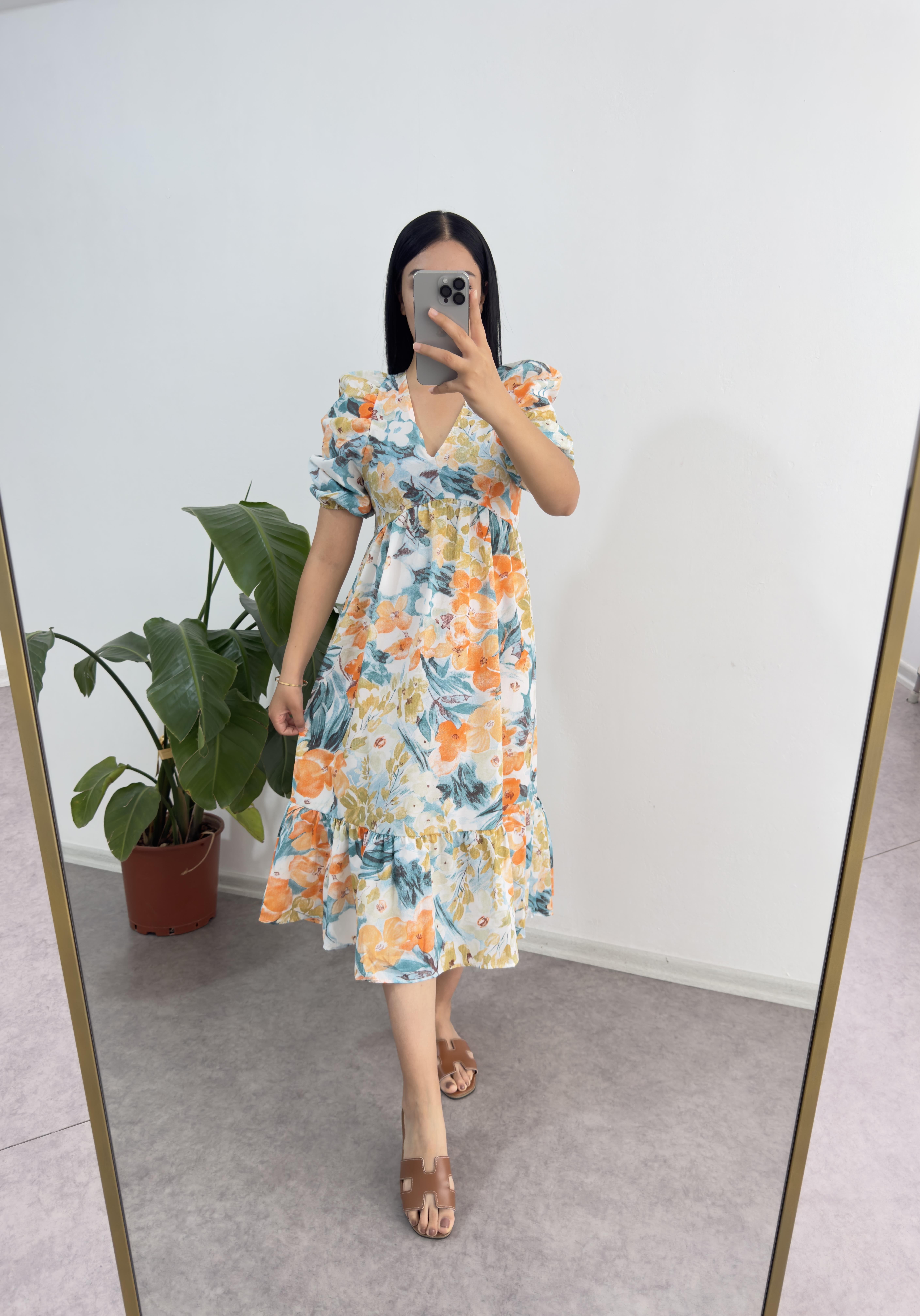 Poplin Kumaş Turuncu Elbise