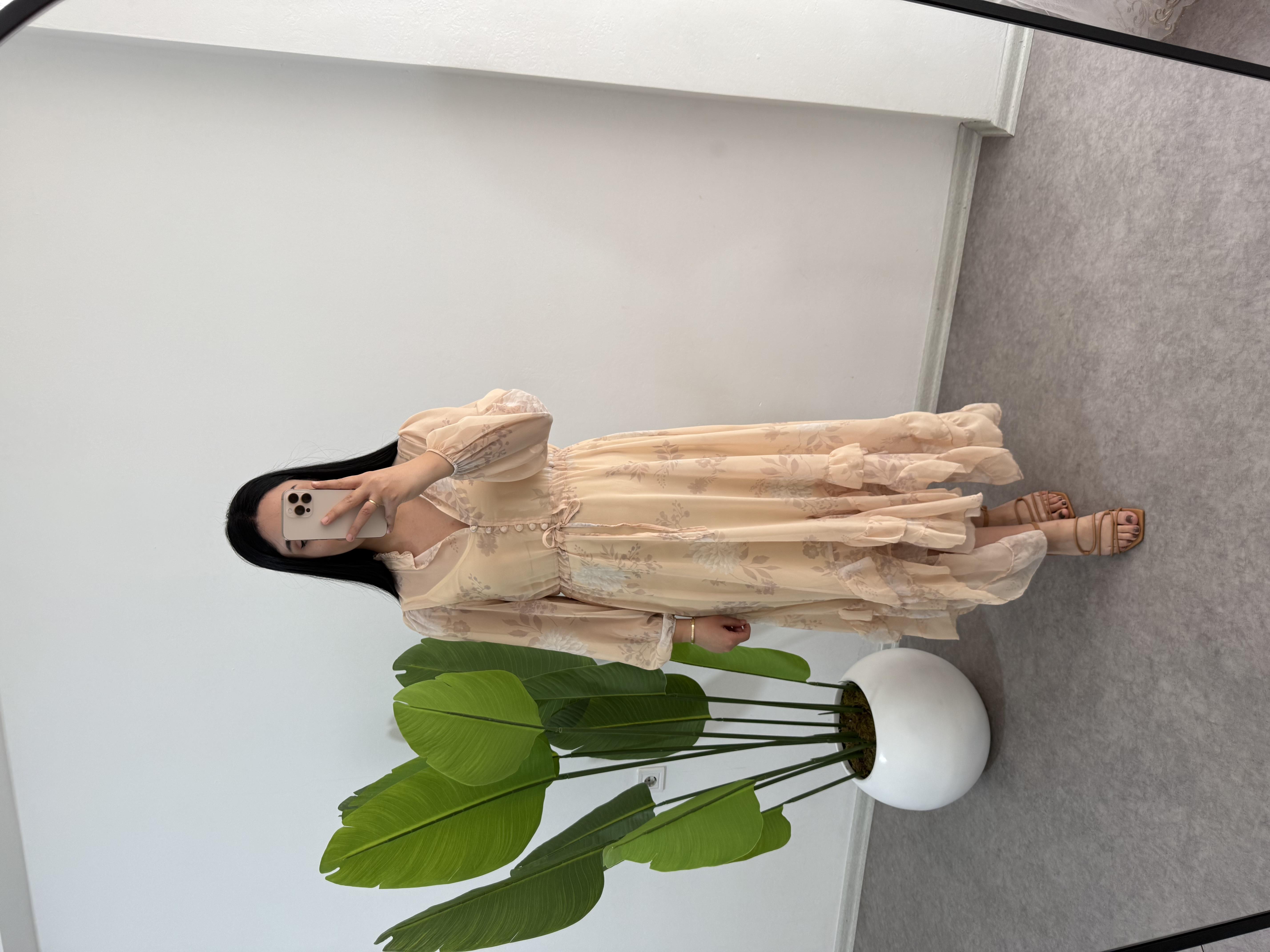 Rosmen Çiçekli Turuncu Elbise 