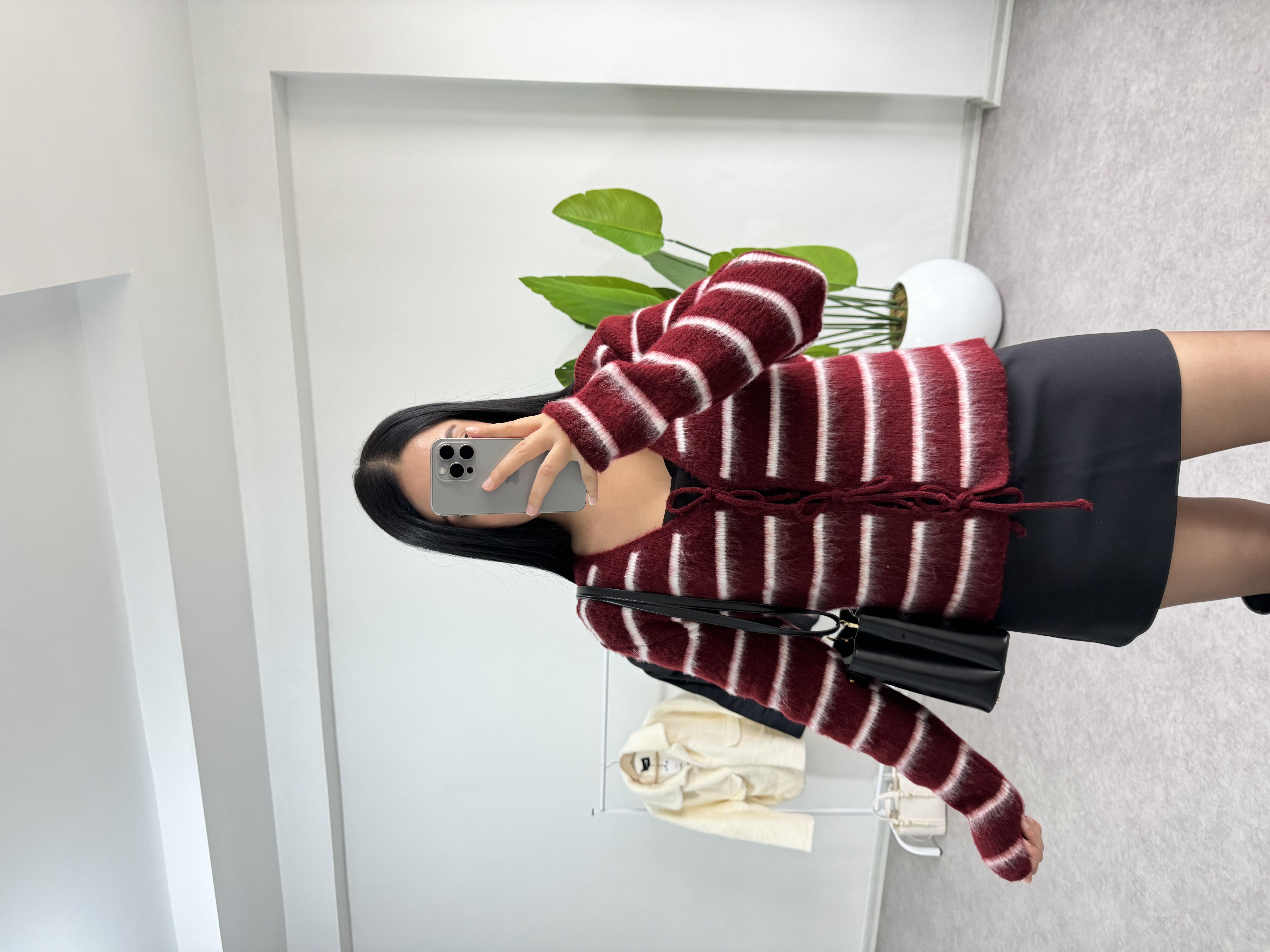 Sakallı Bordo Triko Hırka