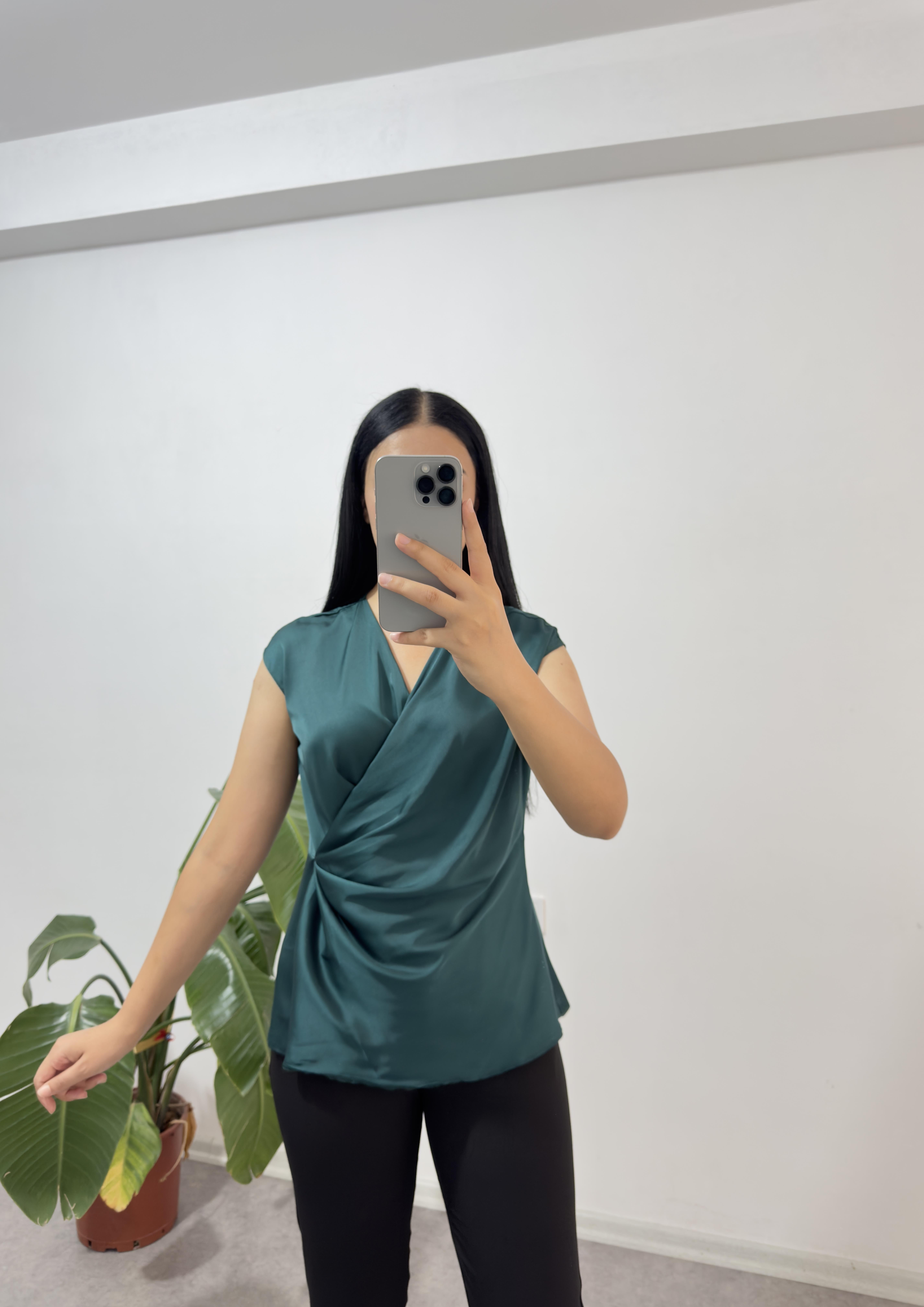 Saten Yeşil Bluz