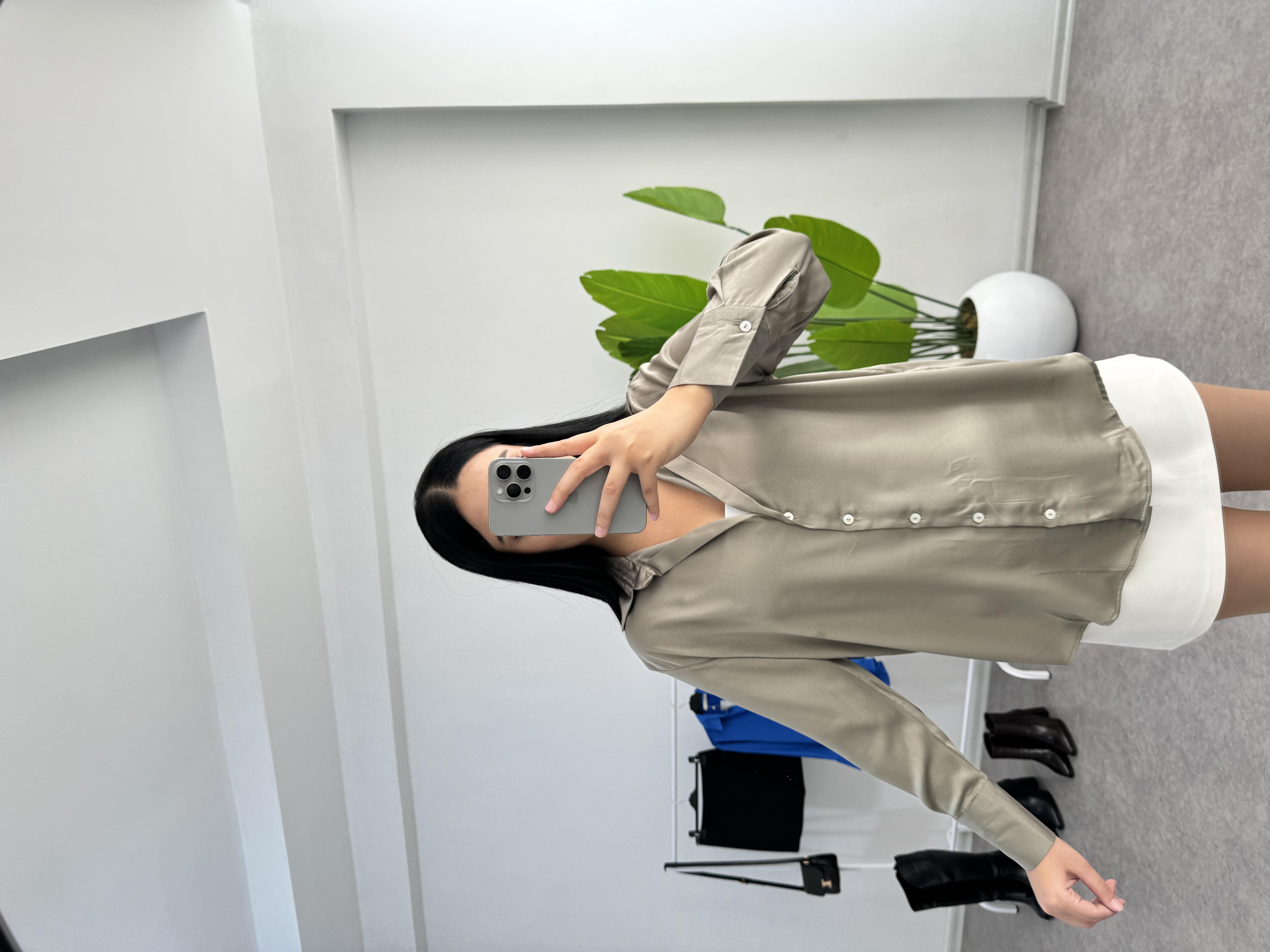 Saten Yeşil Gömlek