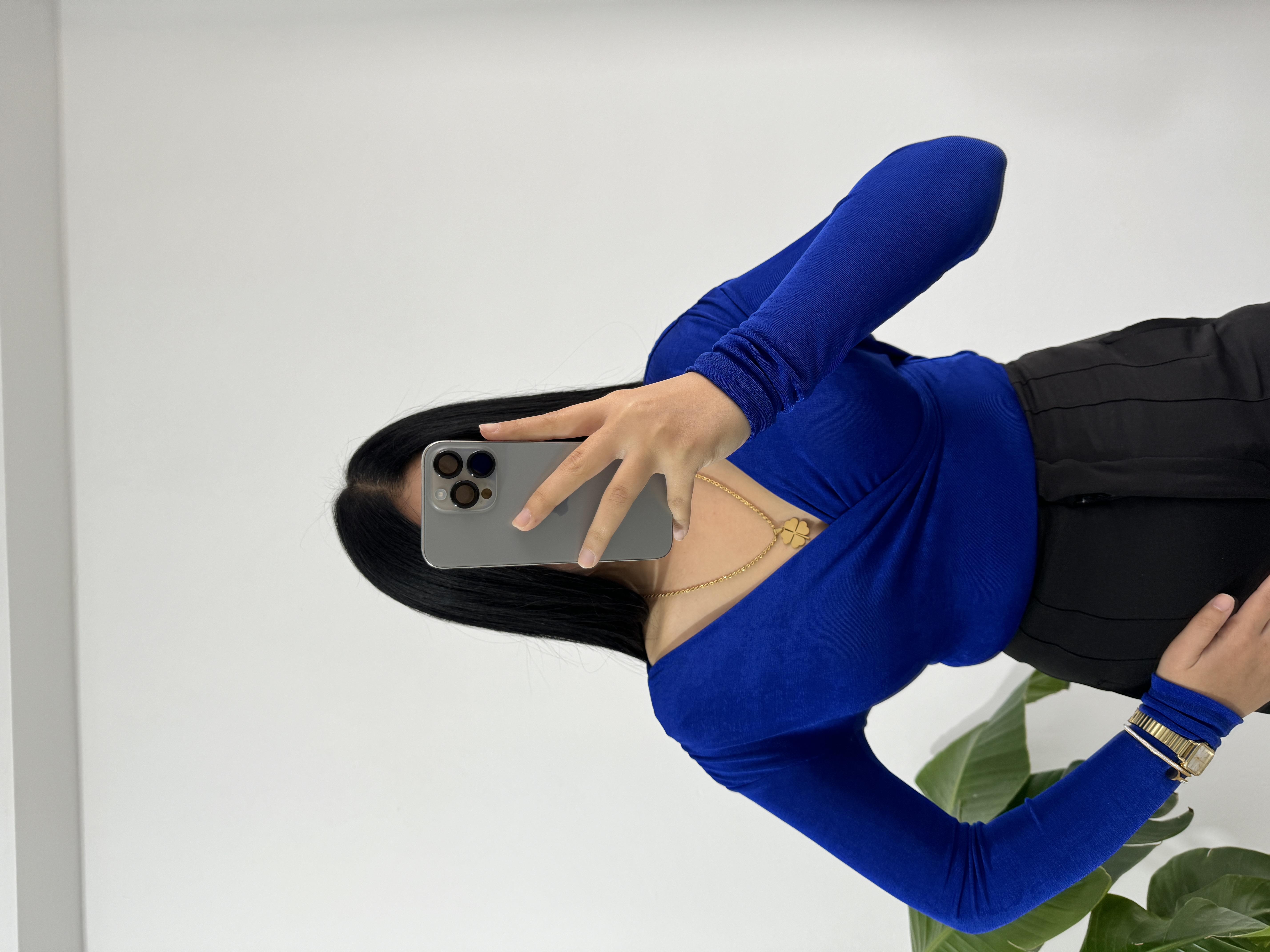 Sendy kumaş mavi bluz