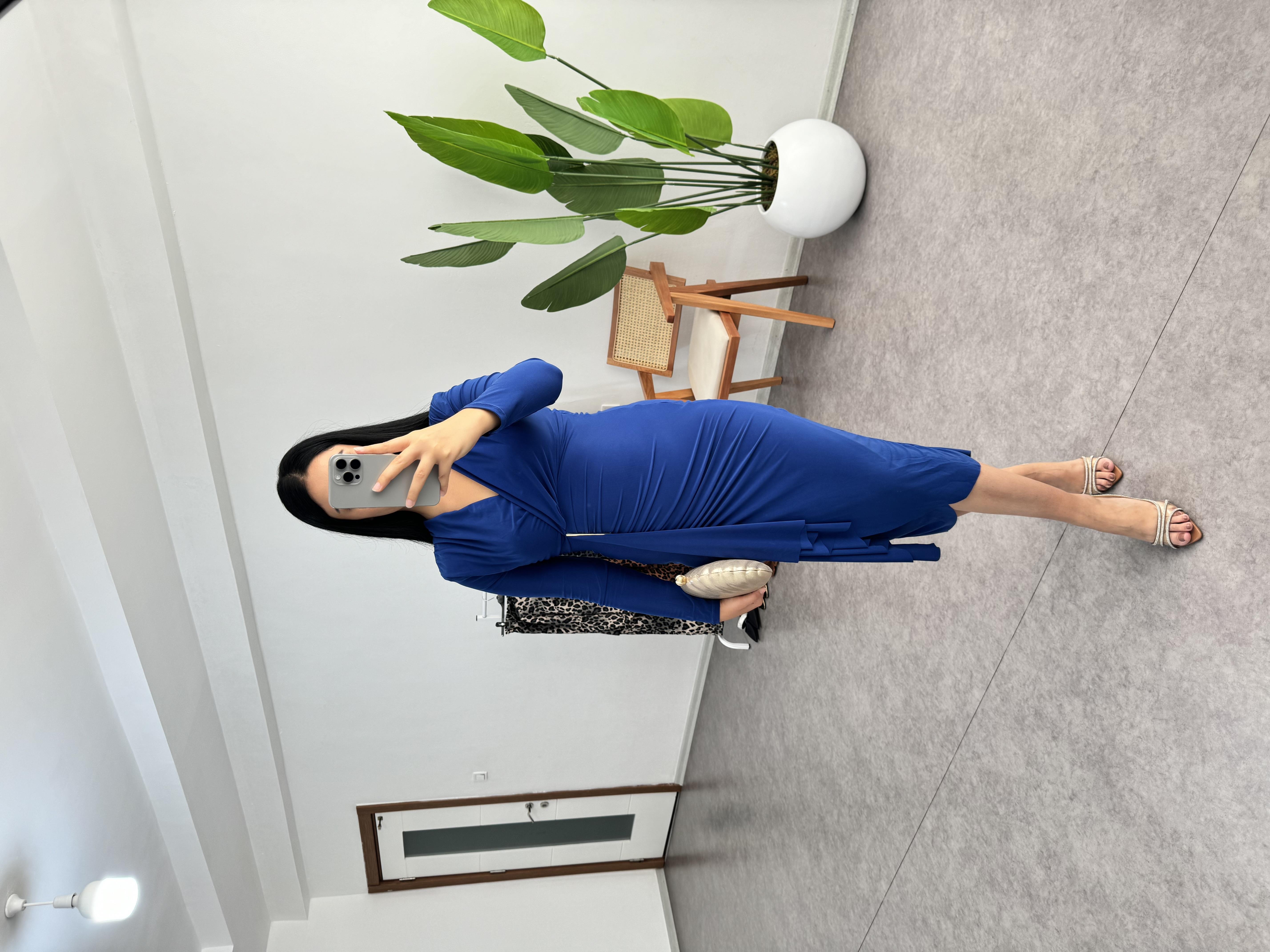 Sendy Kumaş Mavi Elbise