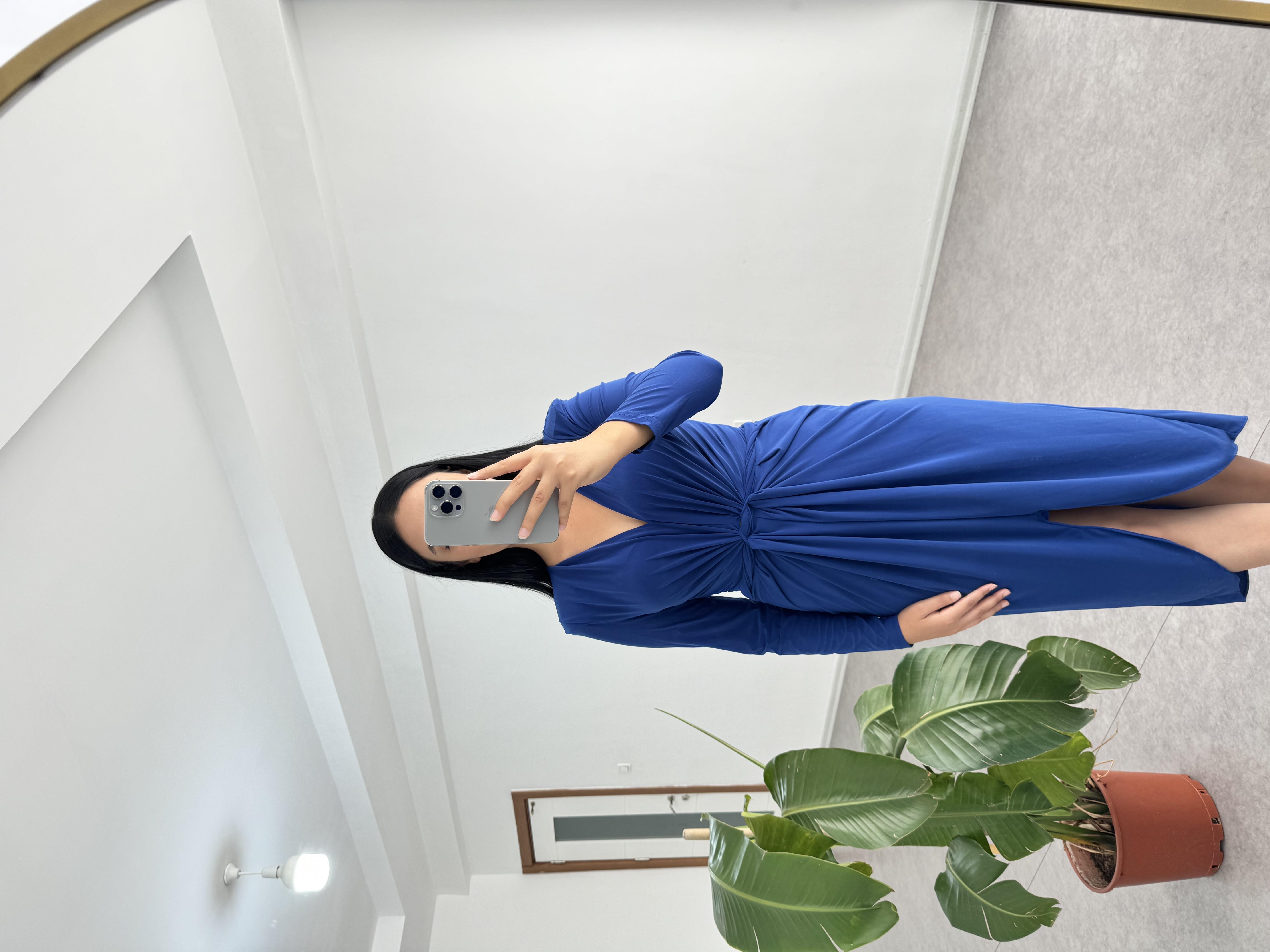 Sendy Kumaş Mavi Elbise