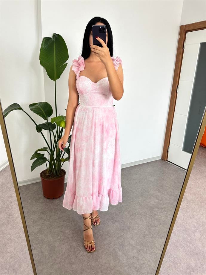 Şifon pembe elbise