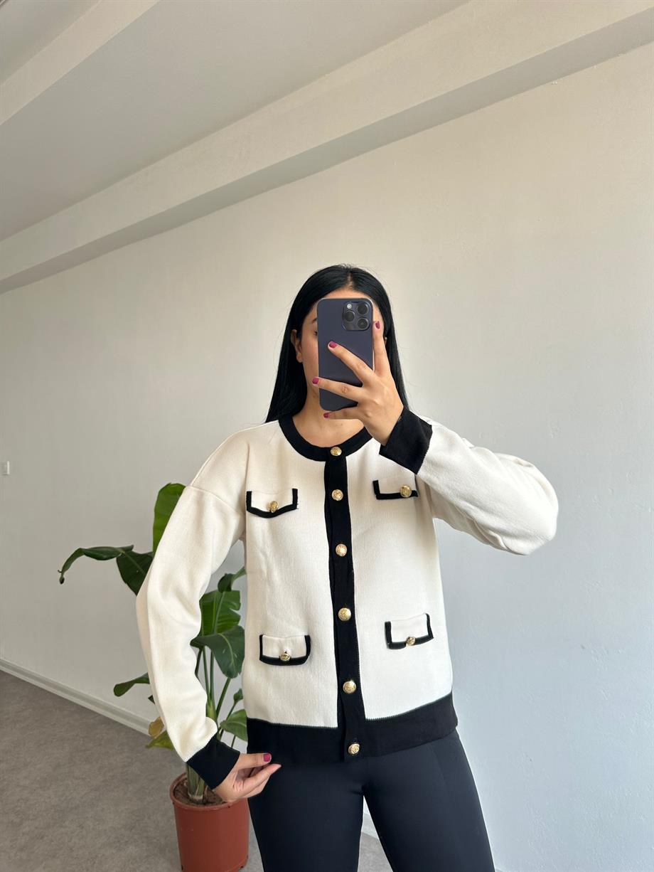 siyah beyaz hırka triko