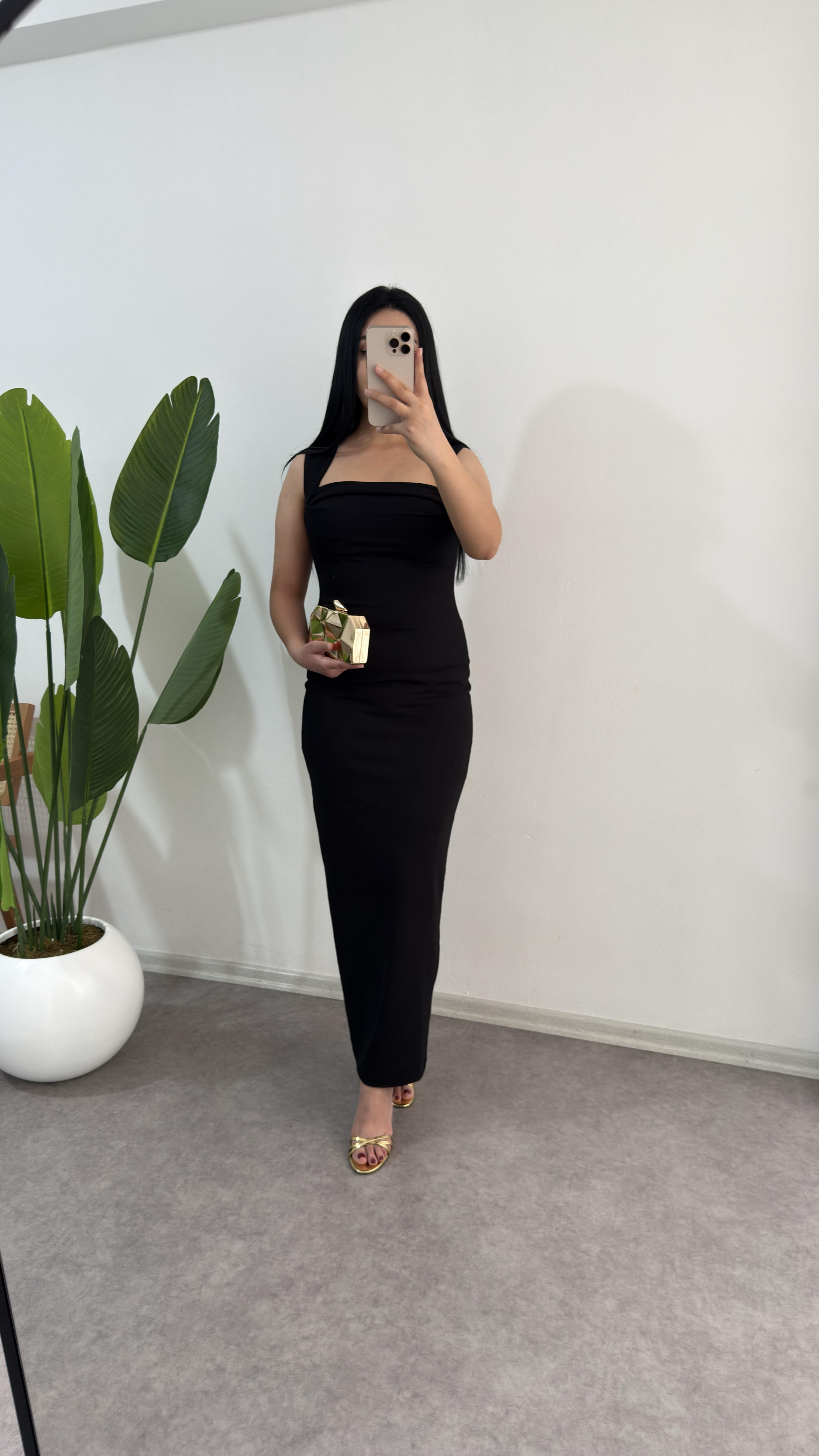 Siyah Maxi Lore Elbise