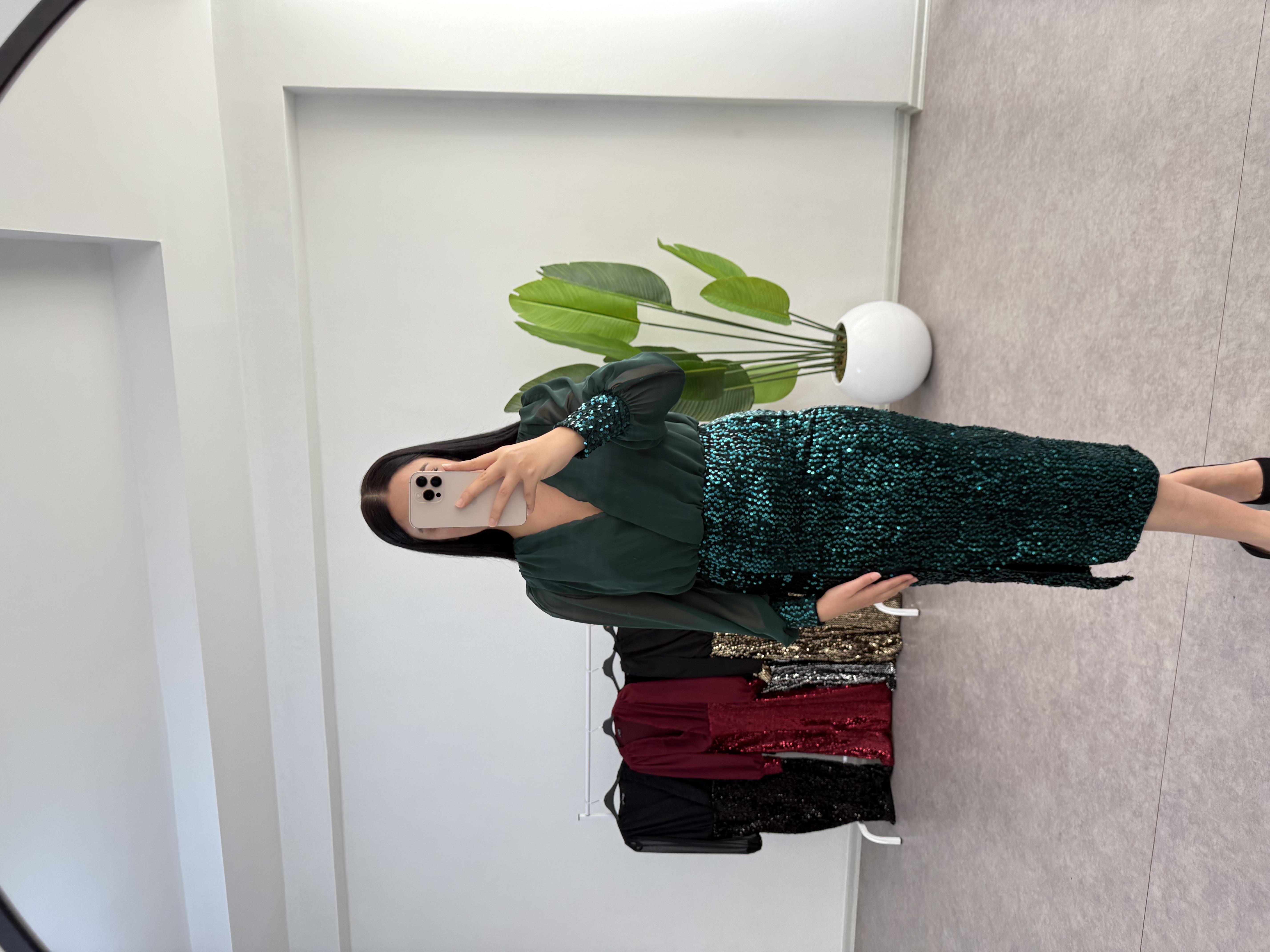 Yeşil Payetli Elbise