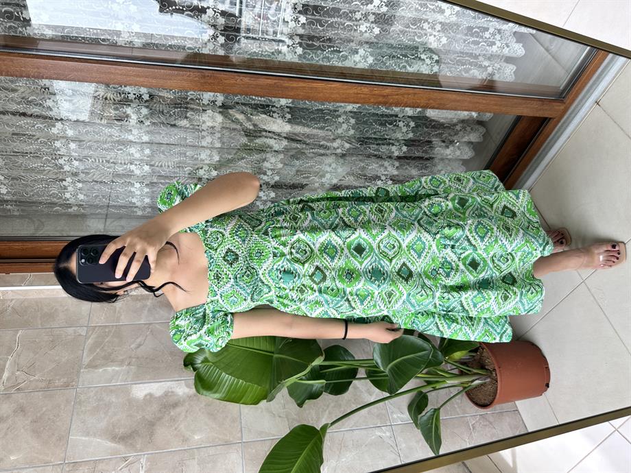 Yeşil poplin elbise