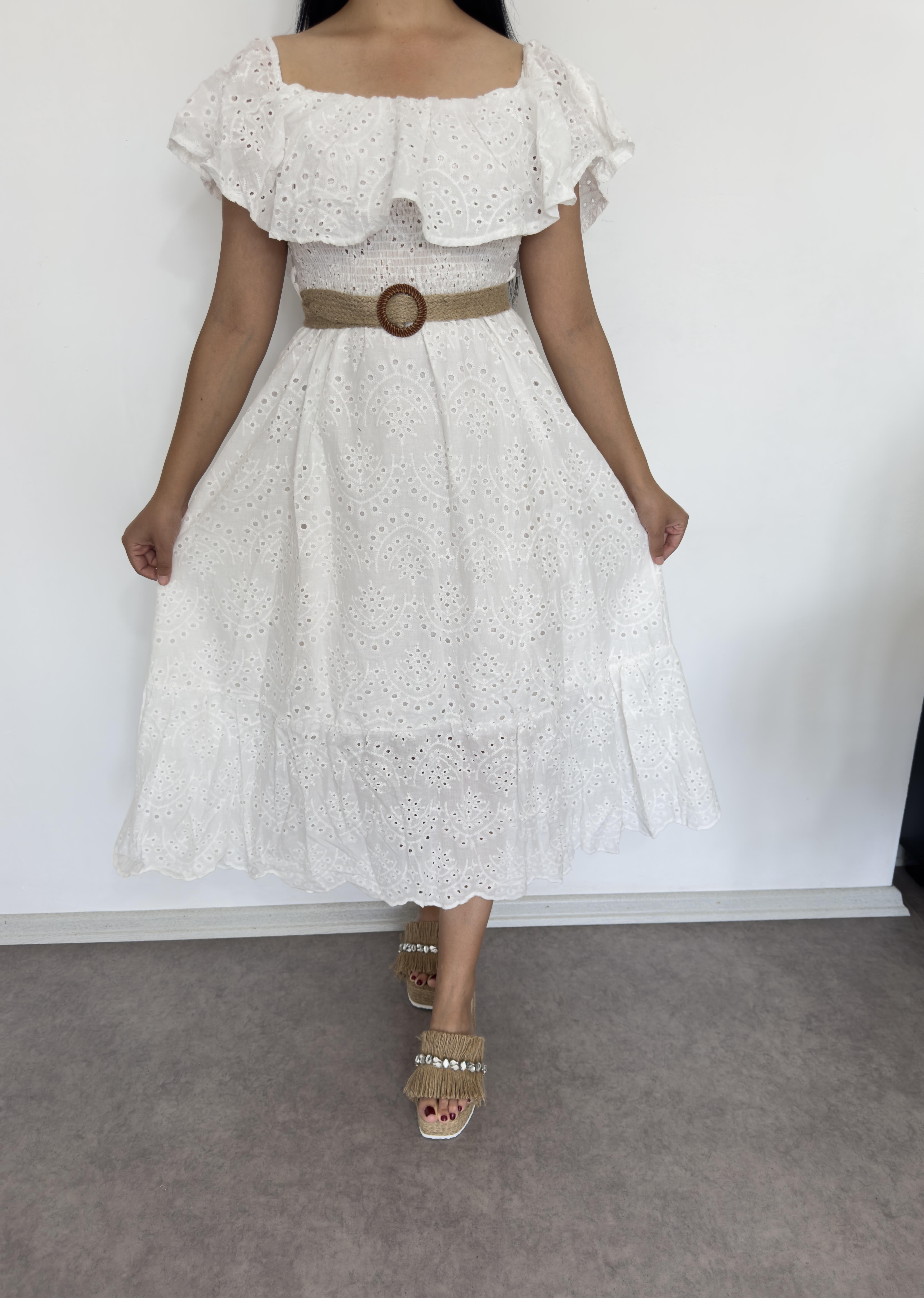 Zera Beyaz Fisto Elbise