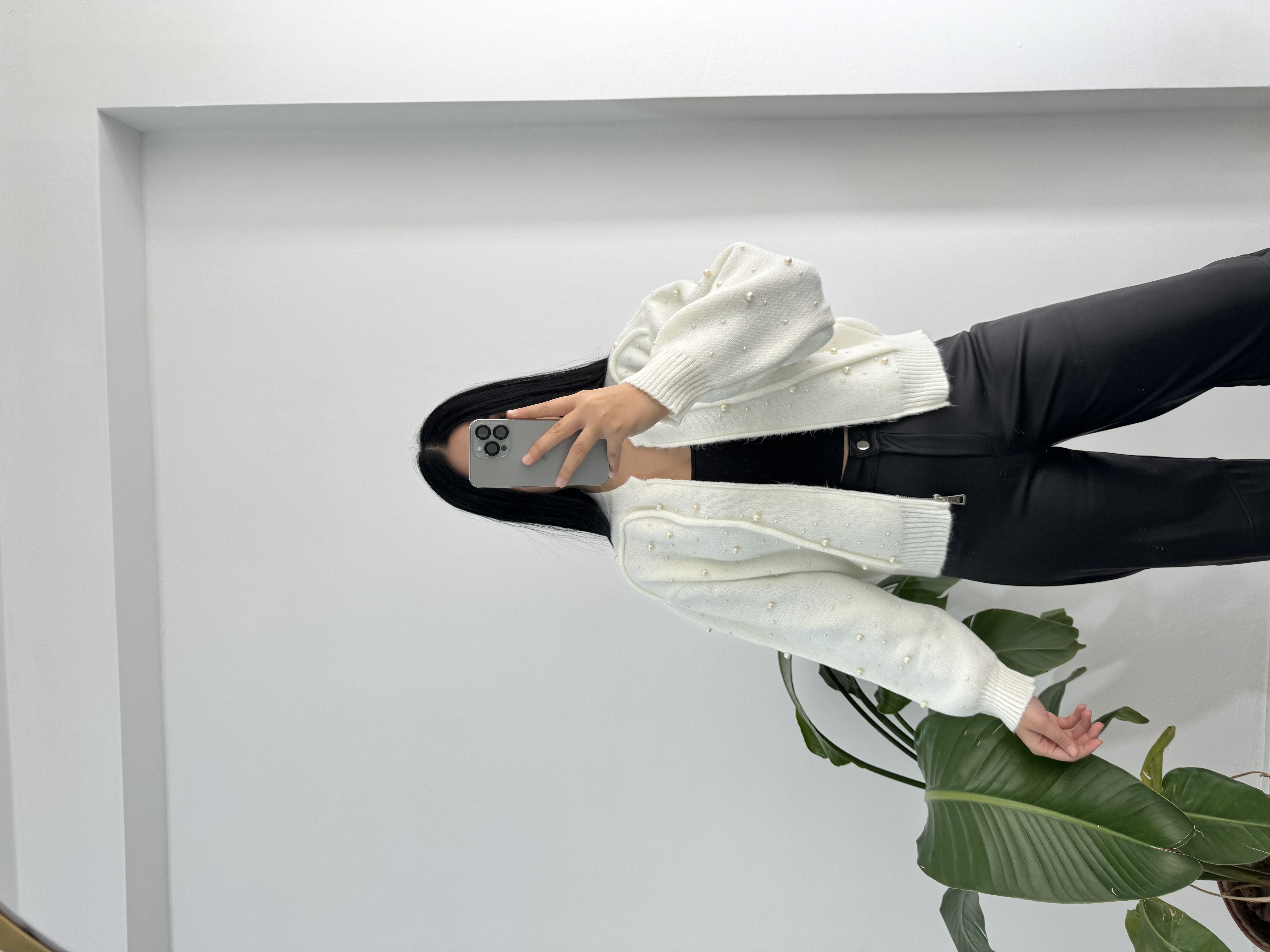 Zr marka muadili incili ekru hırka 