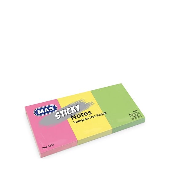 MAS 3651 YAPIŞKANLI NOT KAĞIDI 35x51 NEON 100LÜ 3 RENK