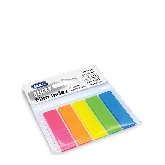 MAS 3661 YAPIŞKANLI INDEX 12x45 PP DÖRTGEN 25-S 5 RENK