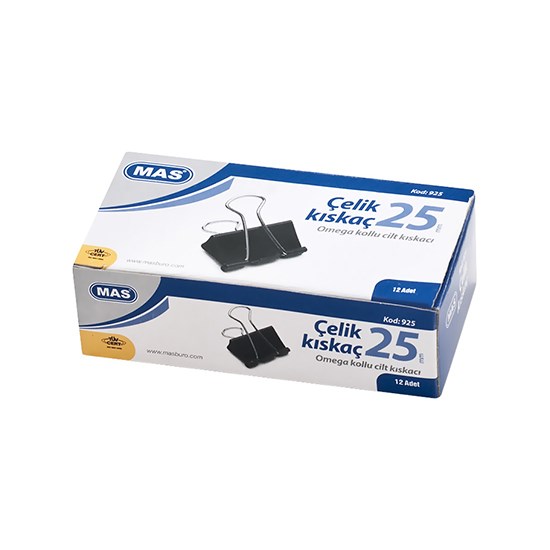 MAS 925 OMEGA ÇELİK KISKAÇ 25mm SİYAH 12'Lİ