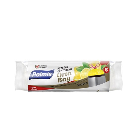 POLMİX 139 ORTA 55x60 10'LU LİMON BÜZGÜLÜ ÇÖP POŞETİ *30