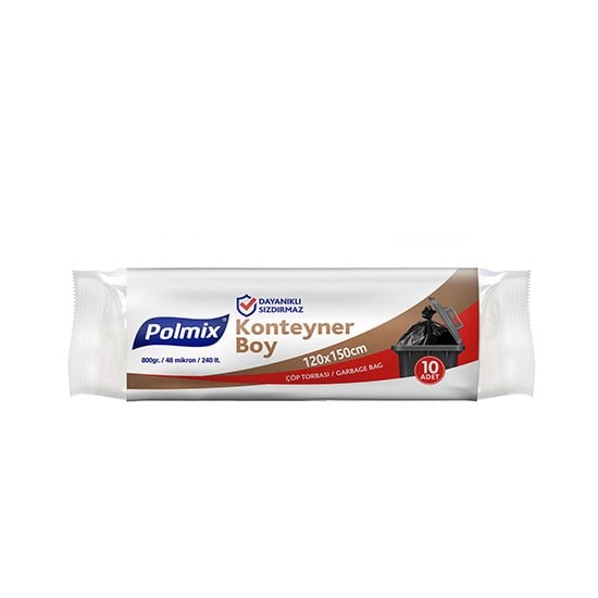 POLMİX 552 SİYAH 800gr KONTEYNER 120x150 10'LU ÇÖP POŞETİ *10