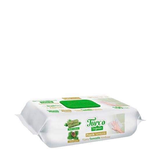 BABY TURCO YÜZEY TEMİZLİK HAVLUSU 100'LÜ YEŞİL ÇAM *12