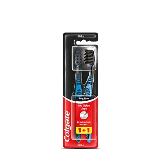 COLGATE DİŞ FIRÇASI SÜPER CLEAN BLACK 1+1 ORTA *12