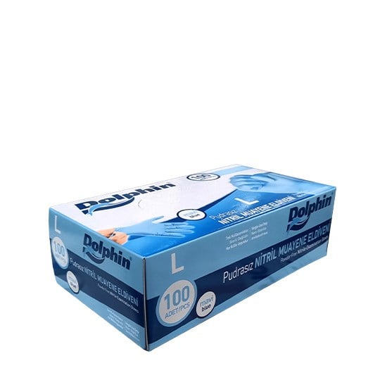 DOLPHİN NİTRİL MAVİ (L) 100'LÜ PUDRASIZ *20