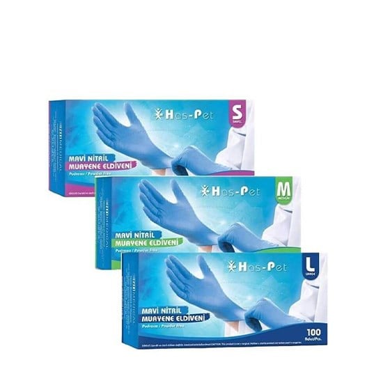 HASPET NİTRİL MAVİ (S) 100'LÜ PUDRASIZ *20