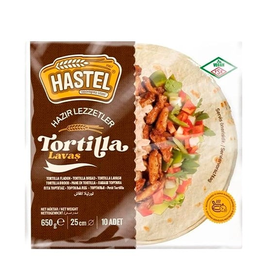 HASTEL TORTİLLA LAVAŞ 10'LU 650gr 25cm *12