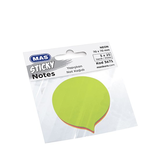 MAS 3671 YAPIŞKANLI NOT KAĞIDI BALON 75Lİ 3 RENK