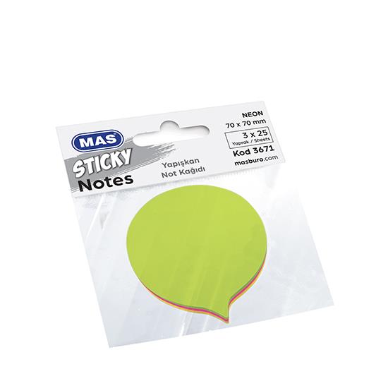 MAS 3671 YAPIŞKANLI NOT KAĞIDI BALON 75Lİ 3 RENK