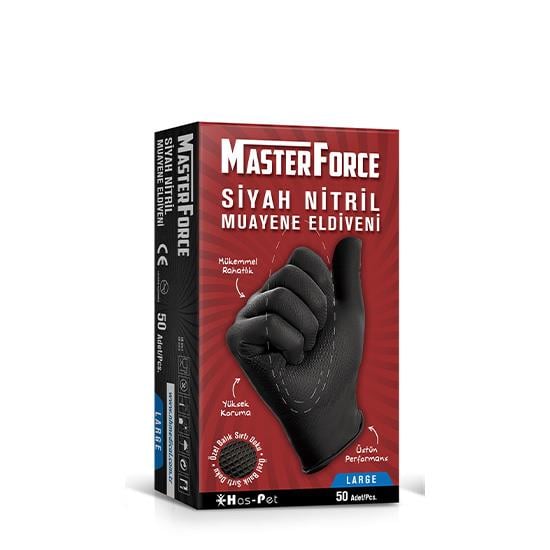 MASTER FORCE (L) SİYAH NİTRİL KALIN 50'Lİ
