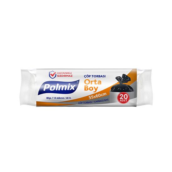 POLMİX 102 ORTA 55x60 20'Lİ ÇÖP POŞETİ 80gr *50