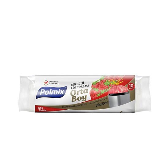 POLMİX 140 ORTA 55x60 10'LU ÇİLEK BÜZGÜLÜ ÇÖP POŞETİ *30