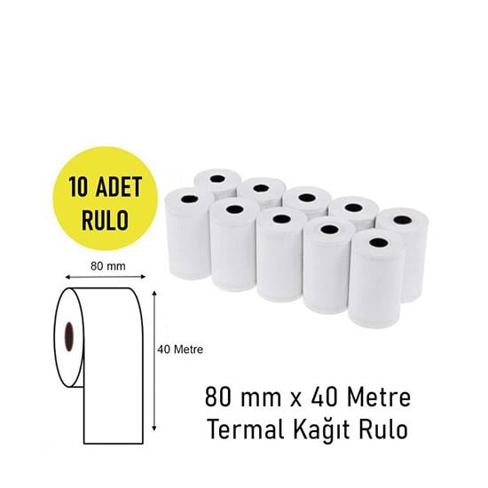TERMAL RULO 80mm x40mt 10'lu paket *20