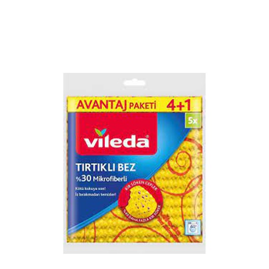 VİLEDA TEMİZLİK BEZİ 4+1 SARI %30 MİKROFİBER TIRTIKLI