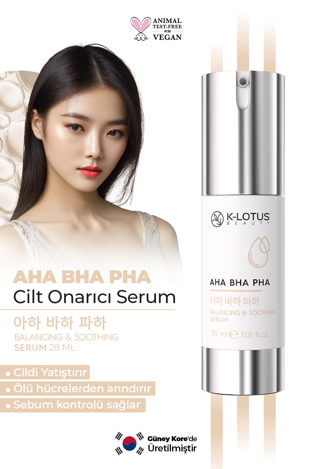 Sivilce, Siyah Nokta, Gözenek Karşıtı, Ölü Hücrelerden Arındırma Etkili AHA&BHA&PHA Jel Peeling Serum 30ml