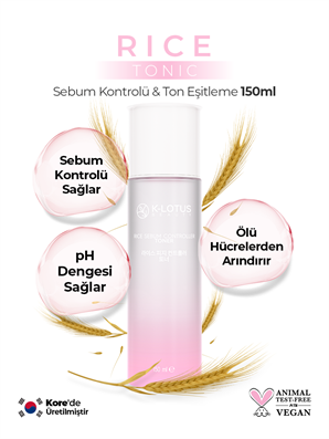 Akne ve Siyah Nokta Karşıtı, Leke Giderici, Ölü Hücrelerden Arındırma Etkili Rice Sebum Kontrol Tonik 150ml