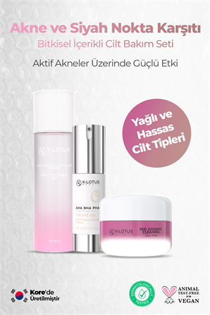 Akne ve Siyah Nokta Karşıtı Bitkisel İçerikli Cilt Bakım Seti