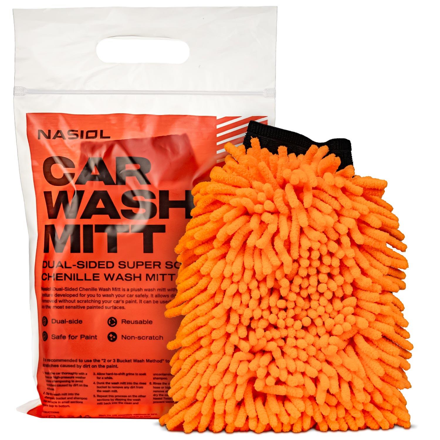 Nasiol Double Sided Microfiber Super Soft Chenille Car Wash Mitt-Scratch Free Cleaning