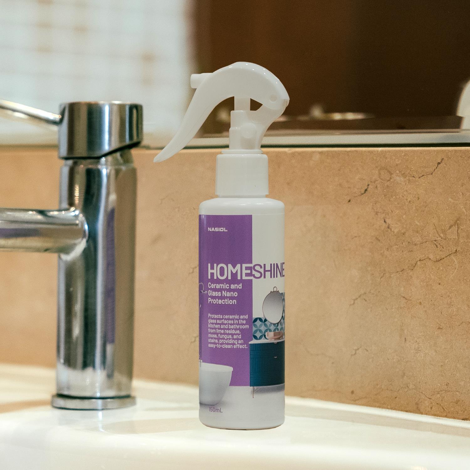 Nasiol Homeshine Dirt and Limescale Preventing Home Ceramic,Tile,Glass,Shower Cabin Nano Coating-1 Year Durability-5.07FlOz