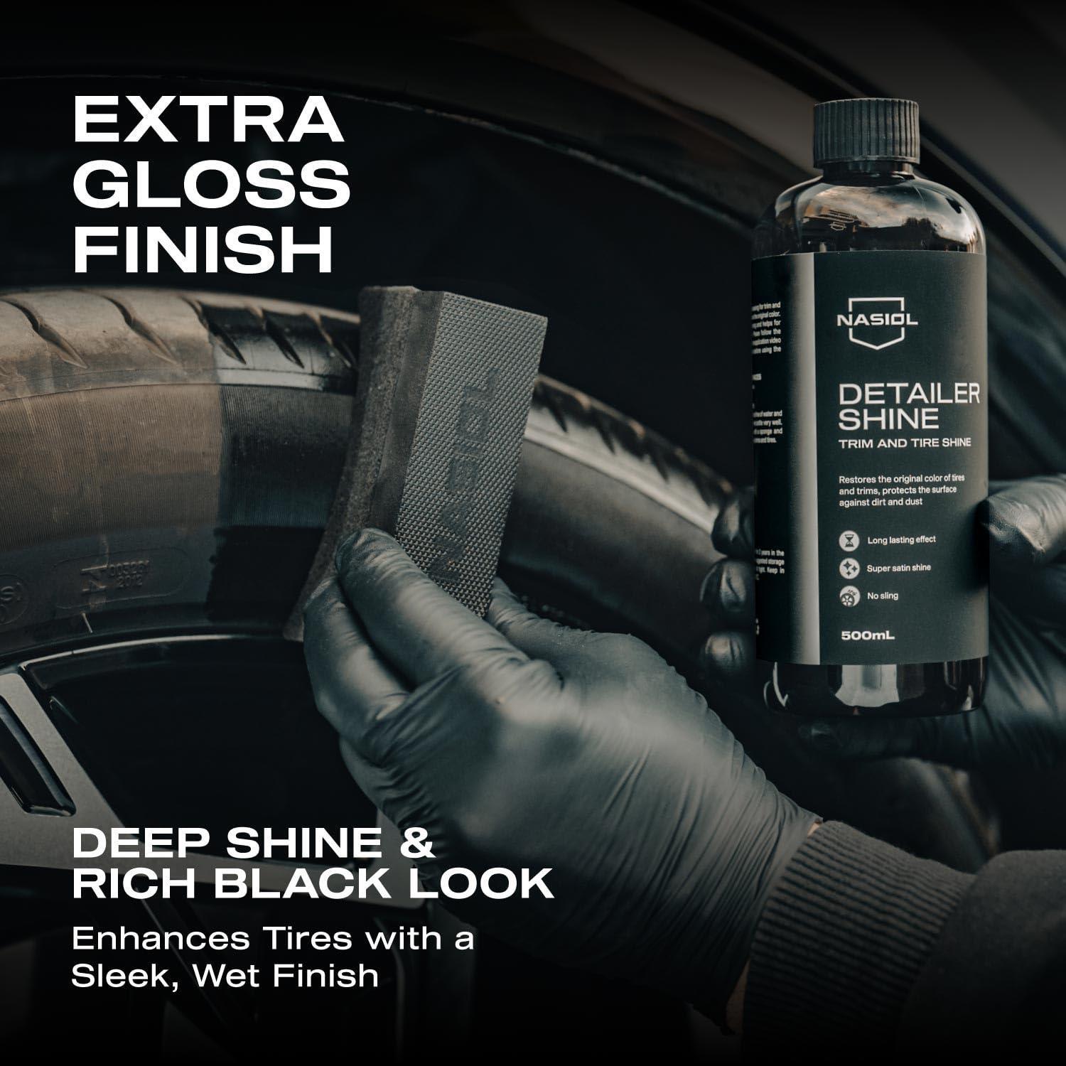 Nasiol Detailershine Trim ve Lastik Parlatıcı/Yenileyici Jel ve Sünger-12li Set (Kolili)