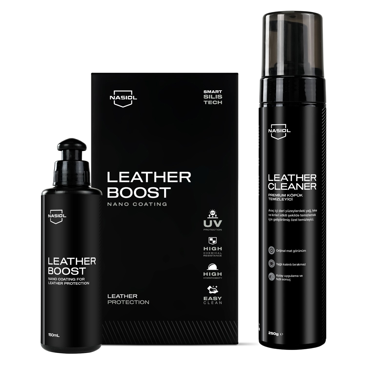 Nasiol Leatherboost Leather Surface Nano Coating and Leather Cleaner Leather Surface Cleaning Set-Leather Care-Advantage Package