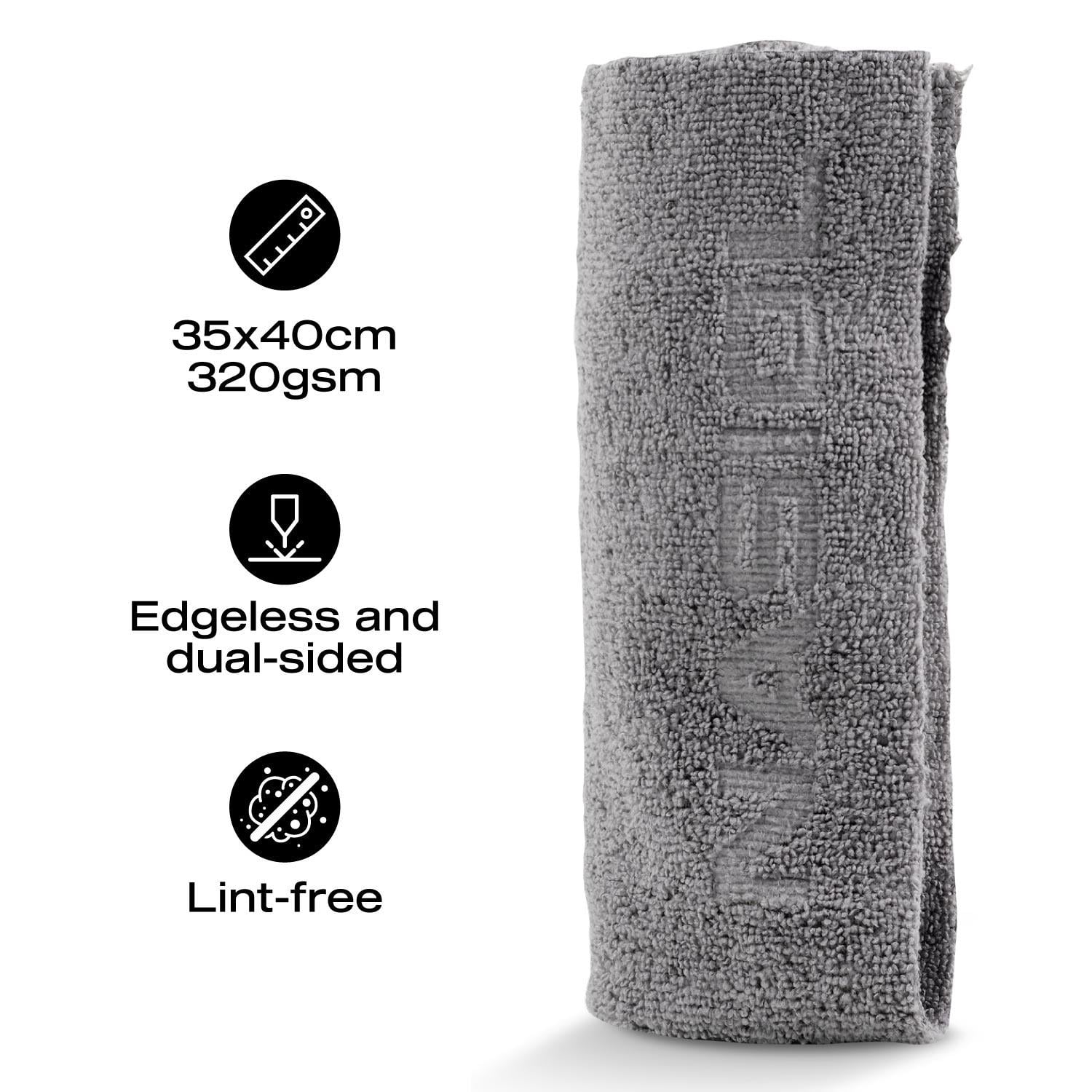 Nasiol Wipe&Buff Microfiber Ceramic Coating Detailing Cloth 10pcs-Dark Gray-16x16inch-320gsm