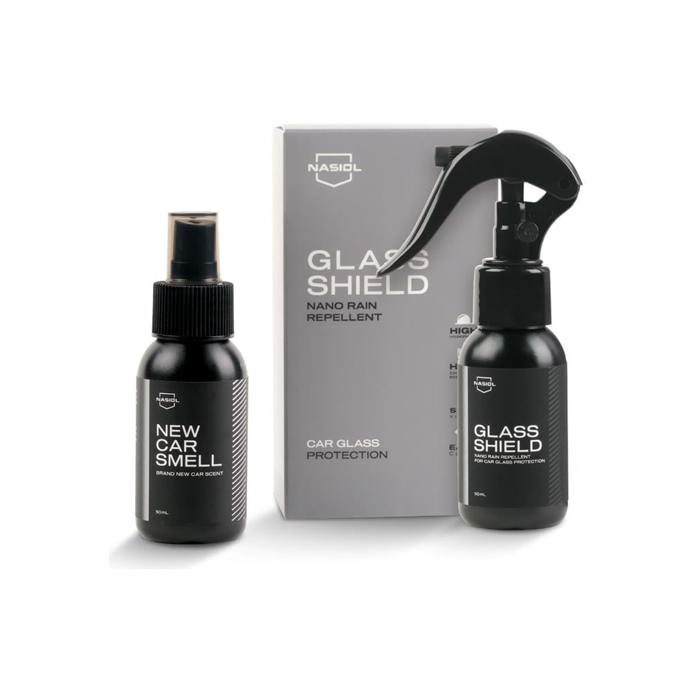 Nasiol Glasshield Nano Rain Repellent and New Car Smell Car Scent Set of 2-Advantage Package