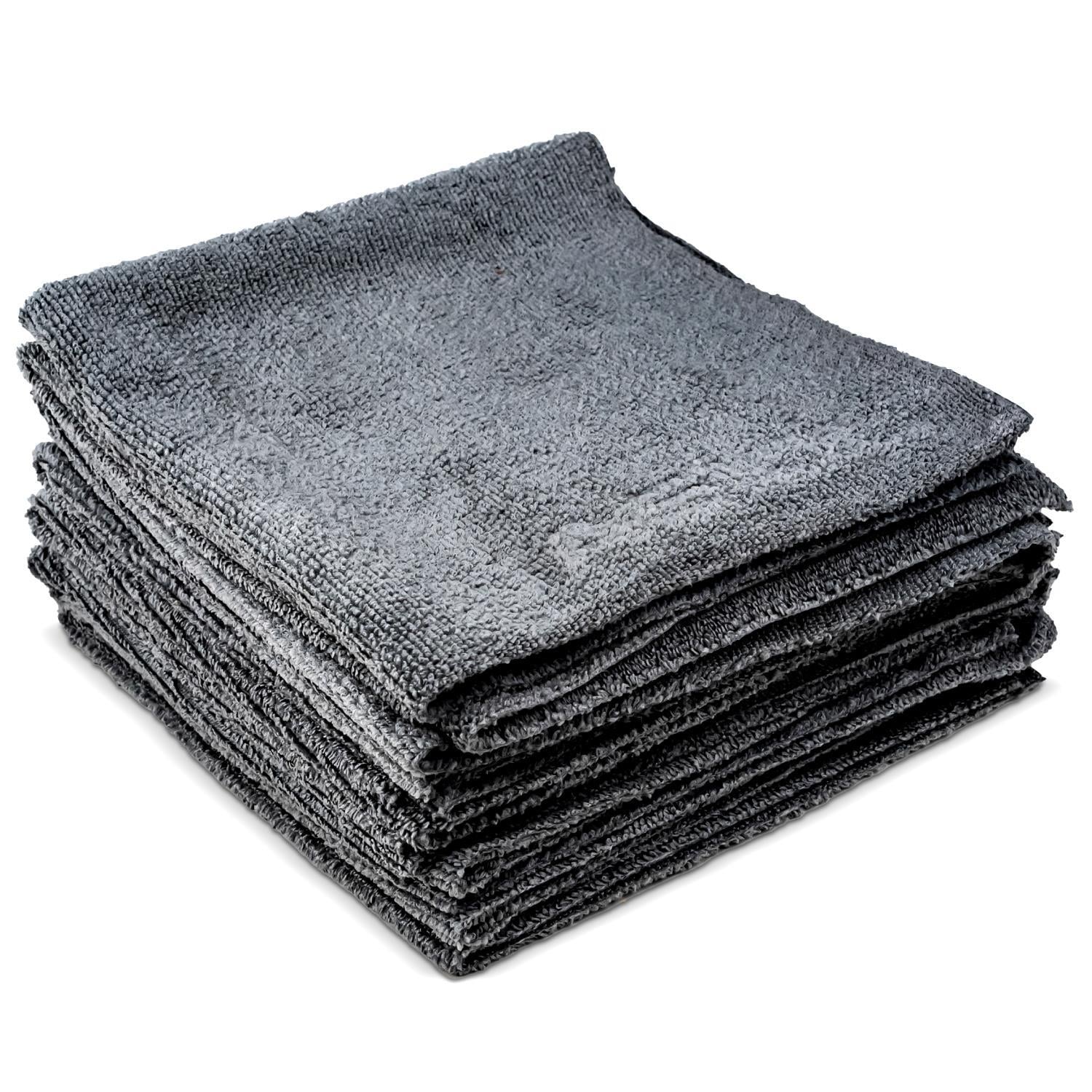 Nasiol Wipe&Buff Microfiber Ceramic Coating Detailing Cloth 10pcs-Light Gray-16x16inch-320gsm