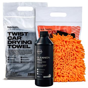 Nasiol Car Wash Set of 3-Car Wash Shampoo,Car Drying Towel,Car Wash Mitt-25 Wash-Avantage Package