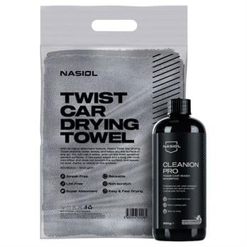 Nasiol-SET 34-Mikrofiber Araç Kurulama Havlusu 60x90cm ve Araç Yıkama Şampuanı Seti