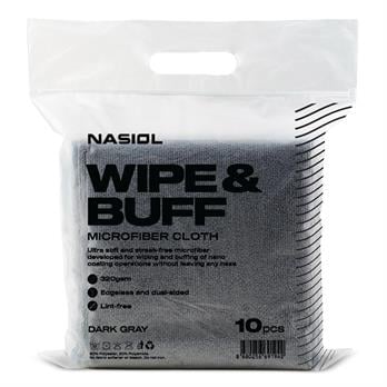 Nasiol Wipe&Buff Mikrofiber Seramik Kaplama Detailing Bezi 10lu-Koyu Gri-35x40cm-320gsm