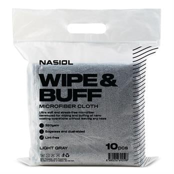 Nasiol Wipe&Buff Microfiber Ceramic Coating Detailing Cloth 10pcs-Light Gray-16x16inch-320gsm