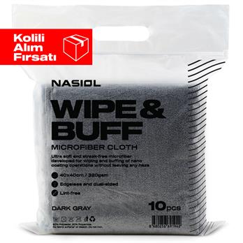 Nasiol Wipe&Buff Mikrofiber Seramik Kaplama Detailing Bezi 10lu-Koyu Gri-35x40cm-320gsm 10lu Set (Kolili)